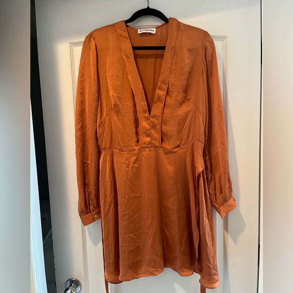 JJD KITTENISH Long Sleeve Orange Wrap Dress - Picture 6 of 8